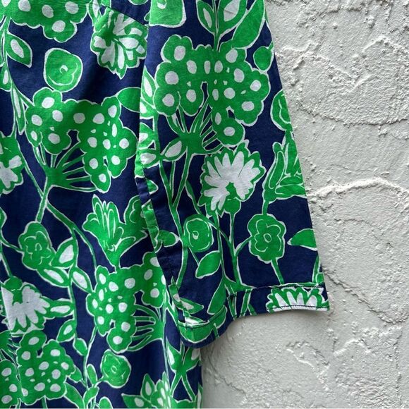 LILLY PULITZER Tunic Top Womens Size Small Popover Floral Cotton Blue Green - Picture 5 of 8